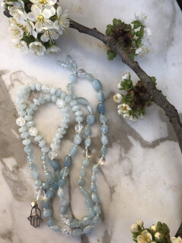 Mala "Healing Hand" aus Aquamarin – Bild 7