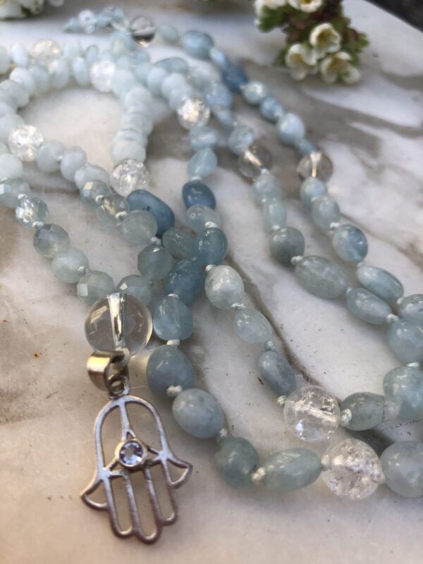 Mala "Healing Hand" aus Aquamarin – Bild 5